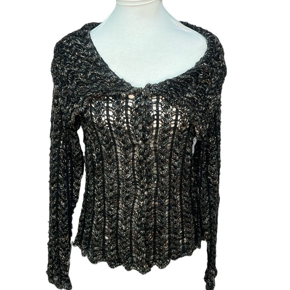 Paolo Bellucci Marled Open Weave Sweater - Picture 1 of 7